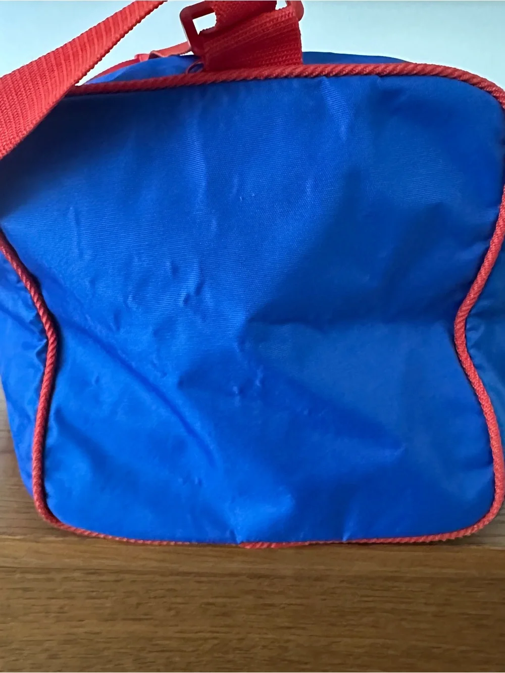 Vintage CHAMPION Duffle Bag Blue Red Spellout Gym Overnight Travel